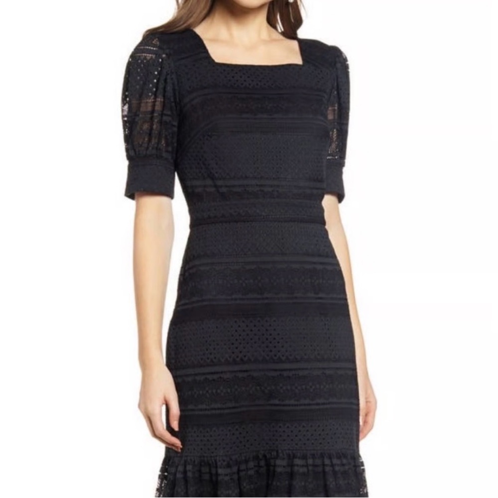 MOVING SALE Rachel Parcell Black Lace Square-Neck Midi Dress